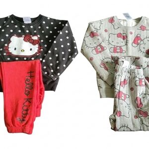 Lot Of 2 Hello Kitty Girls Jogging Outfits Sweatshirts Joggers Sz 5 & 5/6